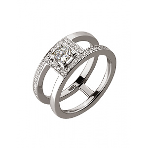 Золота каблучка з діамантами (01-19243889) фотографія