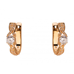 Золоті сережки з цирконієм куб. (01-200202589) фотографія