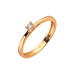 Золотое кольцо с бриллиантом (01-200257989) фотография