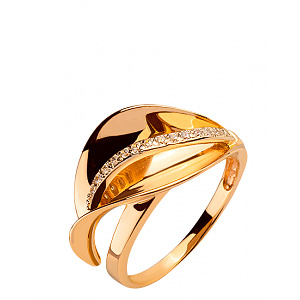 Золотое кольцо с цирконием куб. (01-200358789) фотография