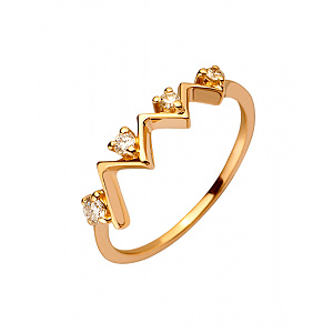 Золота каблучка з діамантами (01-200418389) фотографія