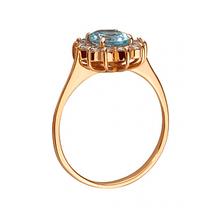 Золотое кольцо с топазом  и  цирконием куб. (01-200465989) фотография