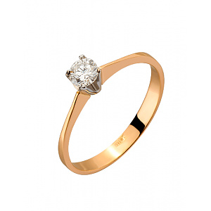 Золота каблучка з діамантом (01-200535089) фотографія