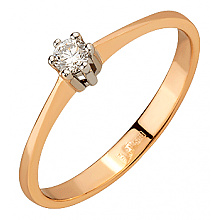 Золотое кольцо с бриллиантом (01-200575989)