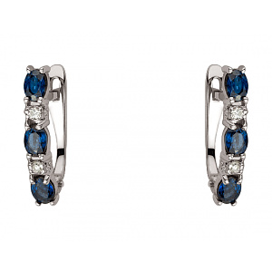 Золоті сережки з діамантами  та  корундами (01-200599989) фотографія