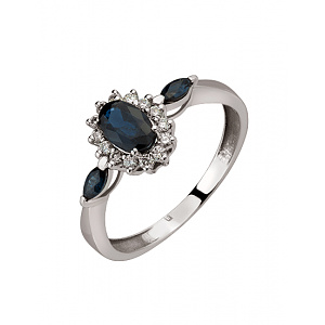 Золота каблучка з діамантами  та  корундом (01-200819289) фотографія