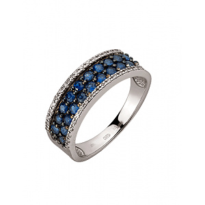 Золота каблучка з діамантами  та  корундами (01-200851689) фотографія