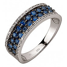 Золота каблучка з діамантами  та  корундами (01-200851689)