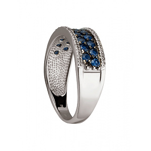 Золота каблучка з діамантами  та  корундами (01-200851689) фотографія