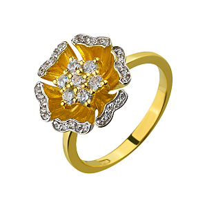 Золотое кольцо с камнями Swarovski (9б_к-143) фотография