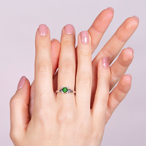 Золотое кольцо с бриллиантами  и  топазом (2б_к-070) фотография