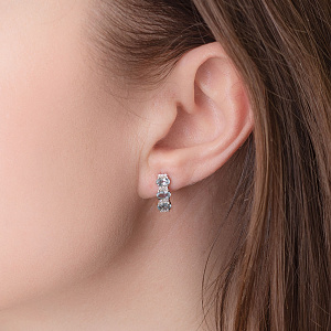 Золотые серьги с топазами  и  циркониями (2с-149) фотография