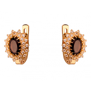 Золоті сережки з цирконієм куб. (01-19140390) фотографія