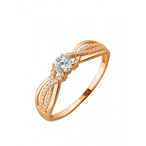 Золотое кольцо с цирконием куб. (01-19225990) фотография