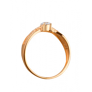 Золотое кольцо с цирконием куб. (01-19225990) фотография