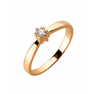 Золота каблучка з діамантом (01-19293790) фотографія