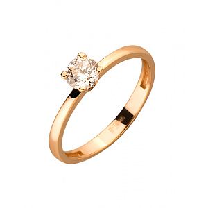 Золотое кольцо с цирконием куб. (01-19333990) фотография