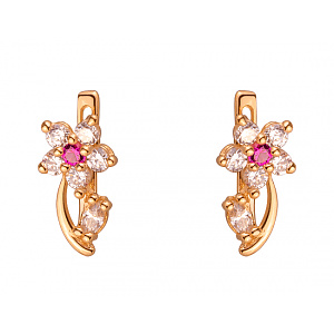 Золоті сережки з цирконієм куб. (01-200041290) фотографія