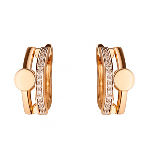Золоті сережки з цирконієм куб. (01-200159990) фотографія