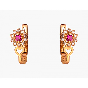 Золотые серьги с цирконием куб. (01-200257990) фотография