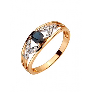 Золотое кольцо с бриллиантами  и  корундом (01-200426890) фотография