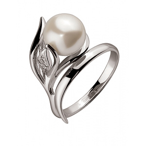 Золота каблучка з діамантами  та  перлиною (01-200465890) фотографія