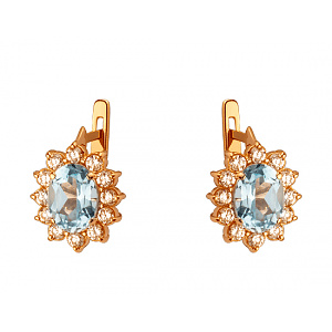 Золотые серьги с топазами  и  цирконием куб. (01-200465990) фотография