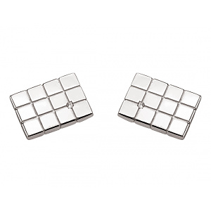 Золотые запонки с цирконием куб. (01-200530790) фотография