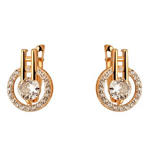 Золотые серьги с цирконием куб. (01-200602990) фотография