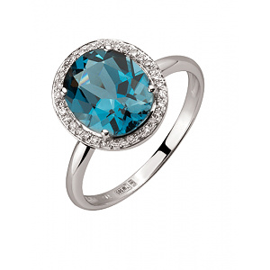 Золота каблучка з діамантами  та  топазом (01-200785590) фотографія