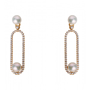 Золоті сережки з перлинами, фіанітами  и  цирконіями (1б_с-183) фотографія