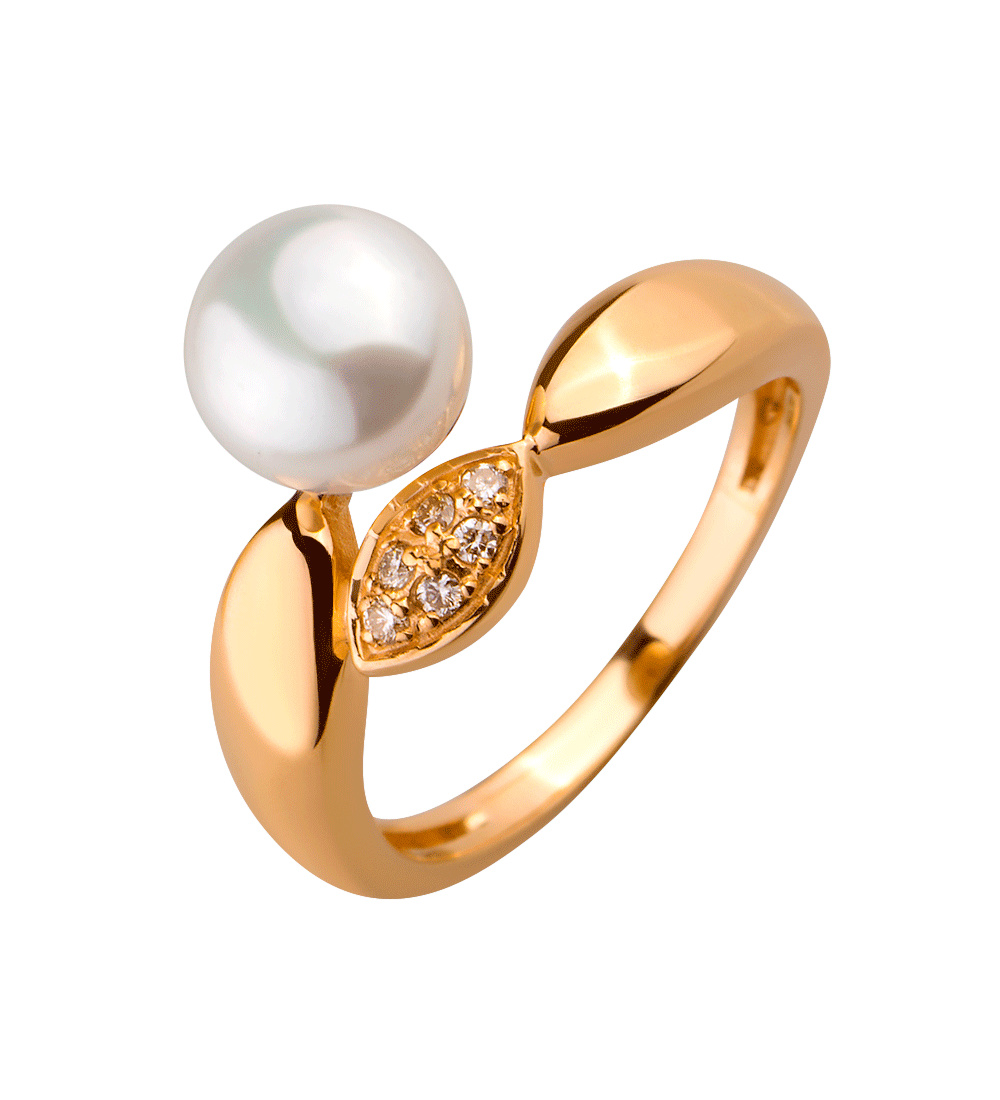 Золота каблучка з діамантами та перлиною (8б_к-142/121): купити за ...