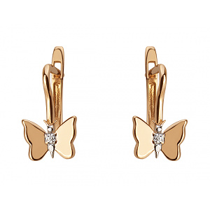 Золотые серьги с цирконием куб. (01-18385391) фотография