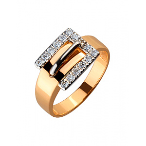 Золотое кольцо с цирконием куб. (01-19225991) фотография