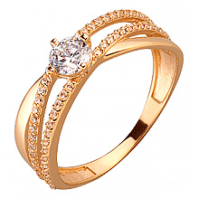 Золотое кольцо с цирконием куб. (01-200092591)