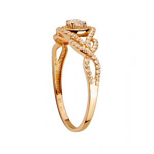 Золотое кольцо с цирконием куб. (01-200443891) фотография