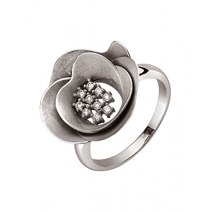 Золота каблучка з діамантами (01-200449091) фотографія