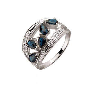 Золотое кольцо с бриллиантами  и  корундами (01-200539591) фотография