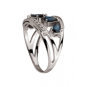 Золотое кольцо с бриллиантами  и  корундами (01-200539591) фотография