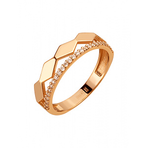 Золота каблучка з фіанітом (цирконієм куб.) (01-200608591) фотографія