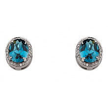 Золоті сережки з діамантами  та  топазами (01-200785591)