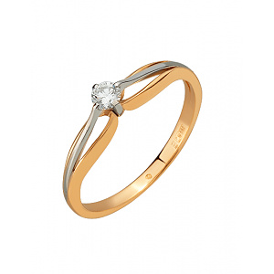 Золота каблучка з діамантом (01-200788491) фотографія
