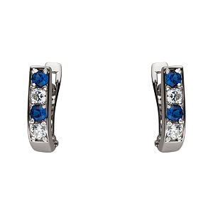 Золотые серьги с фианитами  и  корундами синтетическими (2б_с-051) фотография