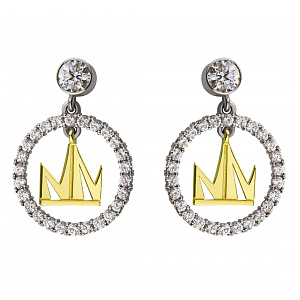 Золотые серьги с камнями Swarovski (5лб_с-004) фотография