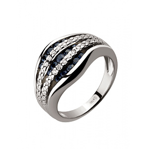 Золотое кольцо с бриллиантами  и  корундами (01-18995792) фотография