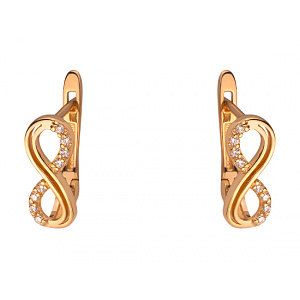 Золоті сережки з цирконієм куб. (01-200230592) фотографія