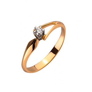 Золотое кольцо с бриллиантом (01-200257992) фотография