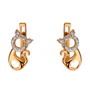 Золотые серьги с цирконием куб. (01-200336392) фотография