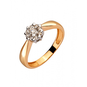 Золота каблучка з діамантами (01-200465892) фотографія