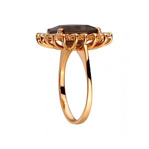 Золотое кольцо с кварцем  и  цирконием куб. (01-200465992) фотография